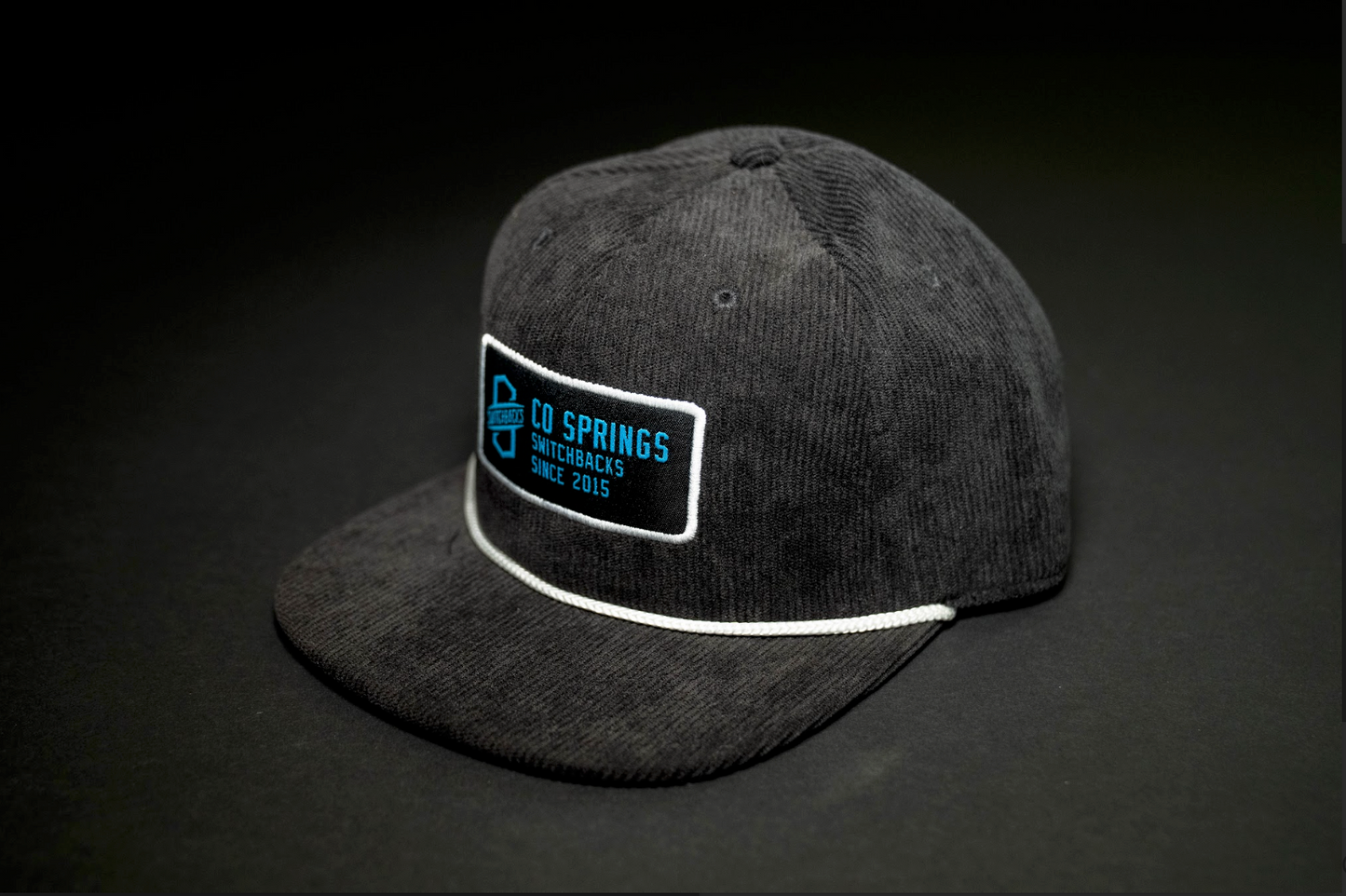 Black Corduroy Patch Flat Bill