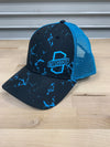 Hat Black/Cyan Splatter Trucker