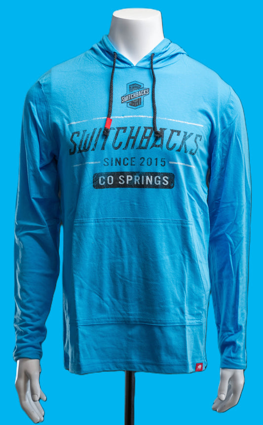 Long Sleeve Hoodie Tee Cyan