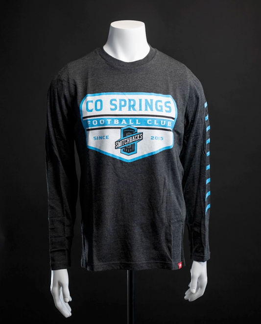 Long Sleeve Tee Dark Grey/Cyan Stripes