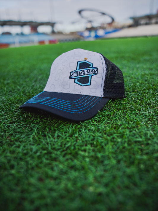 White Multi Logo Trucker