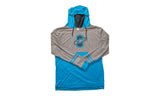 Long Sleeve Hoodie Tee Cyan/Grey